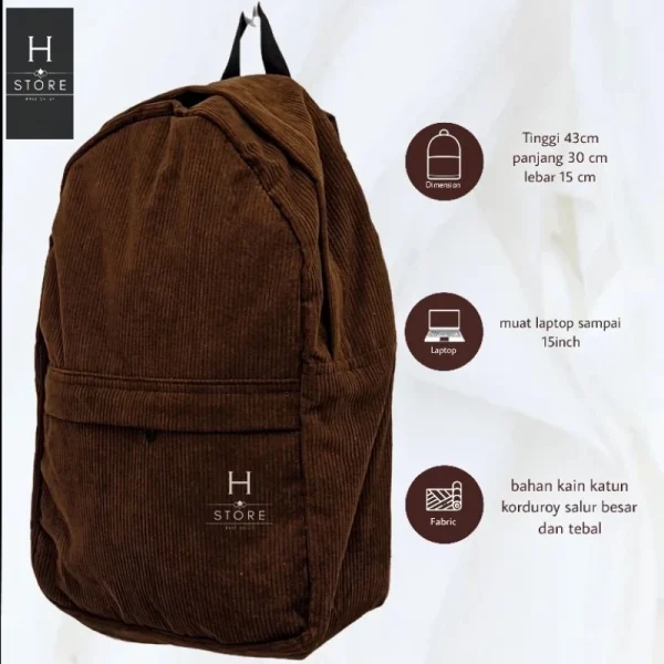 Tas Ransel Corduroy Unisex Premium